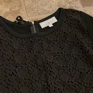 LOFT Black Textured Lace Blouse